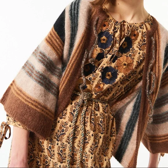 NWT ANTIK BATIK Moya belted brushed intarsia mohair-blend cardigan - Picture 4 of 13